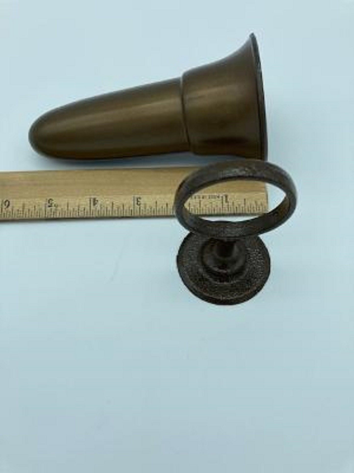 Mausoleum Crypt Brown Vase 5.5 inch - (Epoxy) Disc Base Ring Support -