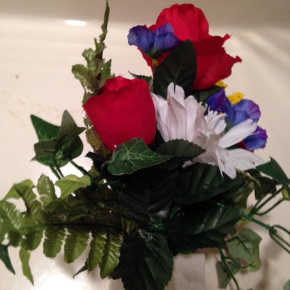 DIY Crypt / Mausoleum Bouquet of Silk ROSES, OXALIS, Ivy for Presentation in Remembrance of Loved Ones -